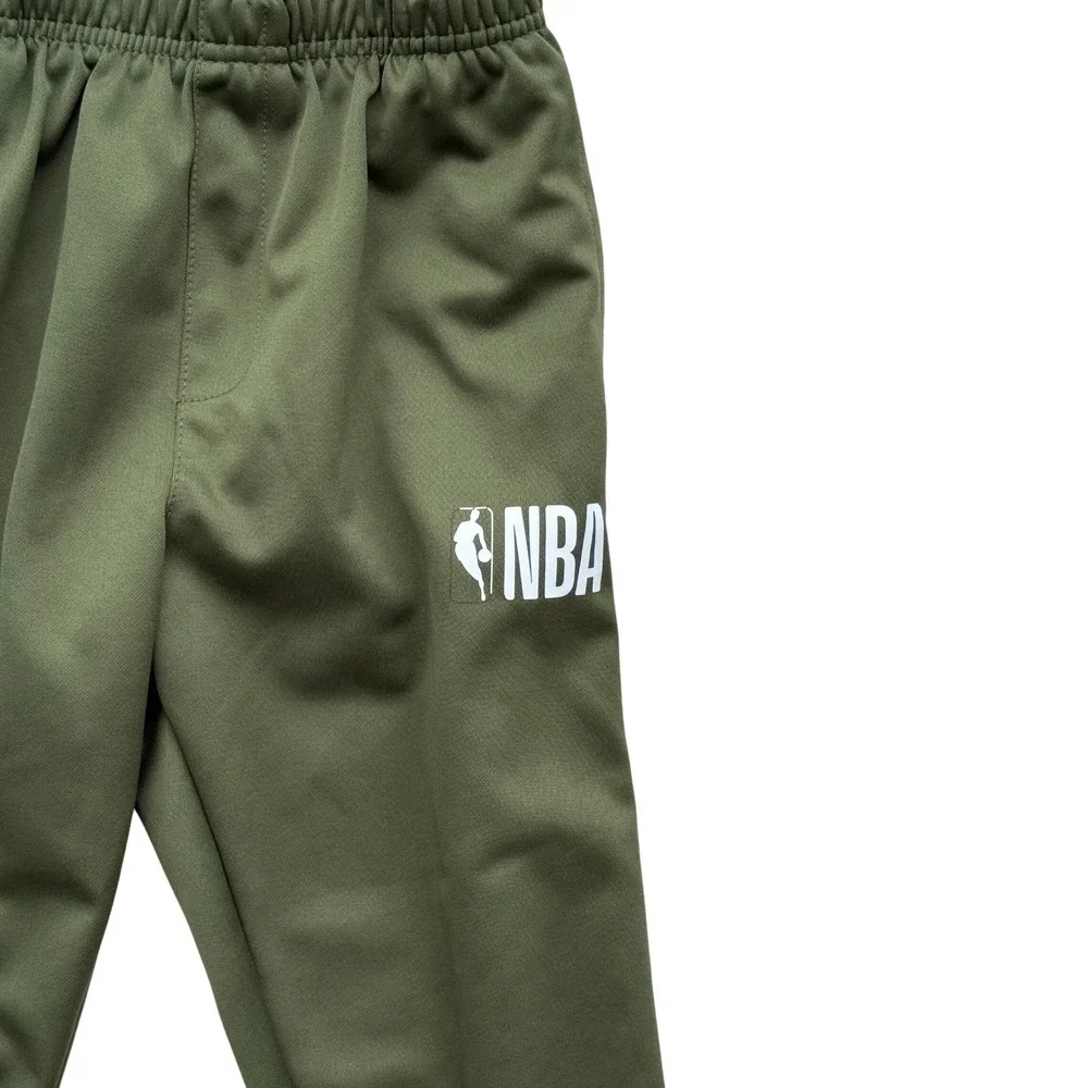 NBA Kids Jogger Sweatpants Olive Green Athletic Track Pants Basketball Logo